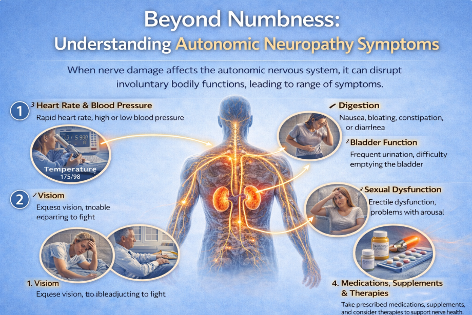 Diagram showing differences between peripheral neuropathy and mixed nerve conditions.