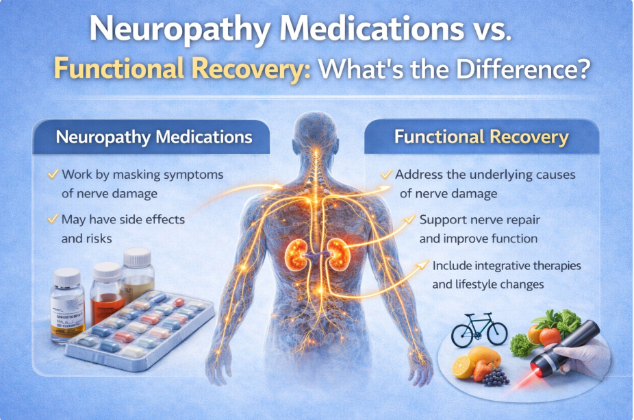Diagram showing differences between peripheral neuropathy and mixed nerve conditions.