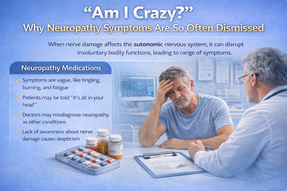 Diagram showing differences between peripheral neuropathy and mixed nerve conditions.