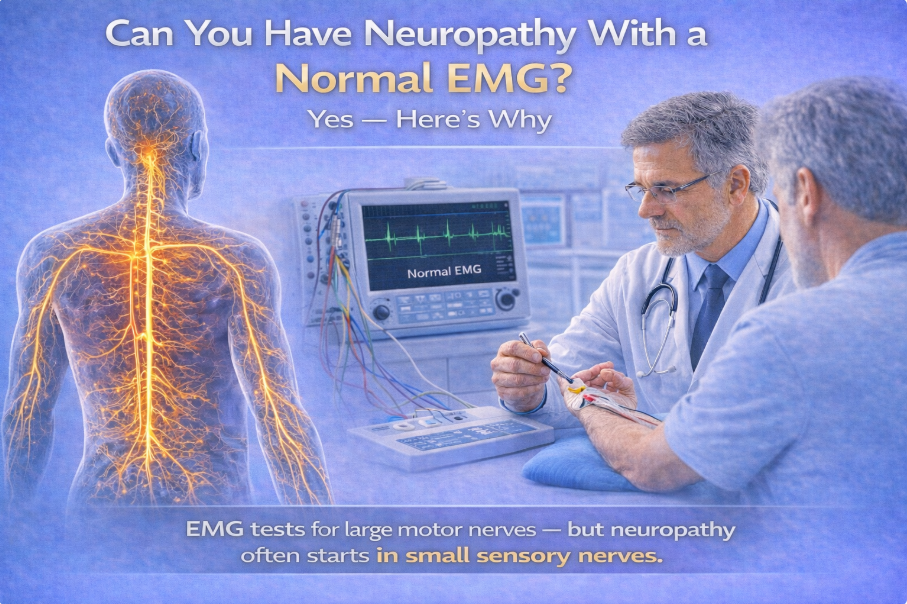 Diagram showing differences between peripheral neuropathy and mixed nerve conditions.