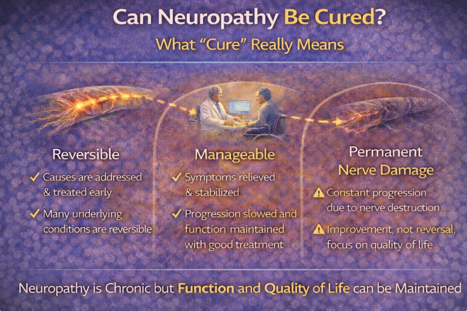 Illustration showing how neuropathy affects legs and balance.