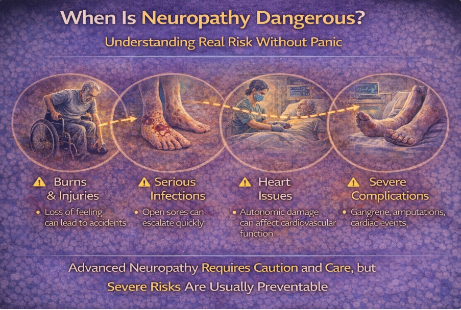 Illustration showing how neuropathy affects legs and balance.