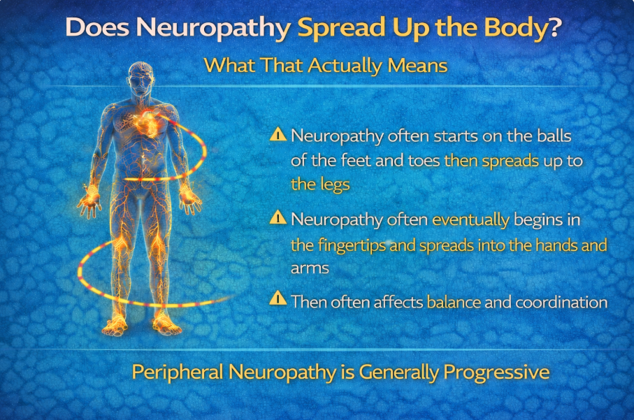 Illustration showing how neuropathy affects legs and balance.