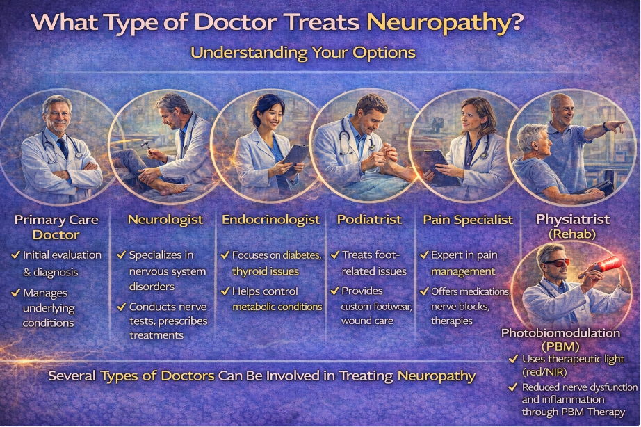 Illustration showing how neuropathy affects legs and balance.
