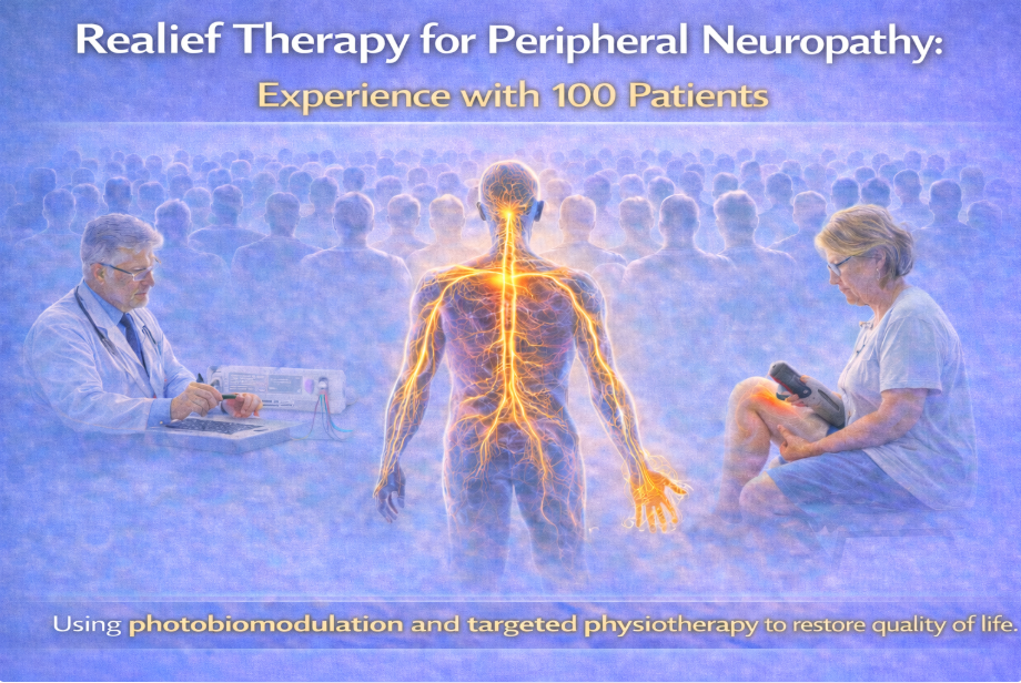 Visual overview of pain relief therapy for peripheral neuropathy with patient experiences.