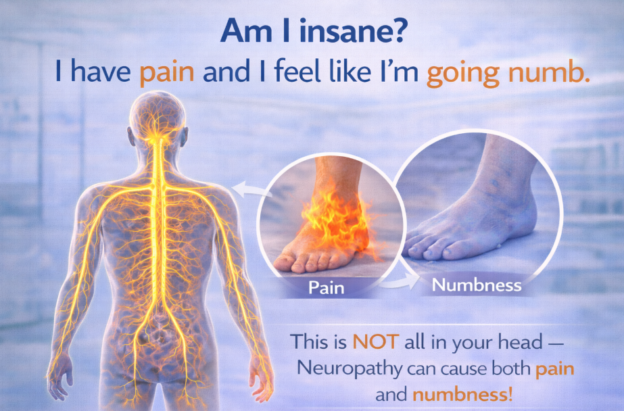Illustration of nerve pain and numbness linked to neuropathy.